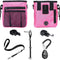 4-In-1 Dog Training Set, Puppy Training Treats- Dog Treat Training Pouch, Dog Whistle, Dog Doorbells, Dog Clicker, Ideal Gift for First Time Pet Owners, Training Dog Owners (Pink)