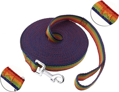 15Ft 20Ft 30Ft 40Ft 50Ft Long Dog/Puppy Lead Obedience Recall Training Dog Leashes for Small Medium Dogs Camping, Training, Play, or Backyard (20 FT, Rainbow)