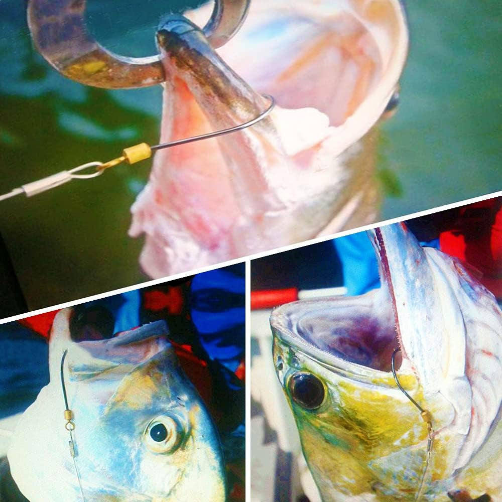 High Strength Steel Wire Leader Rigs with Hooks Swivels Snap Connect,Saltwater Fishing Assecories Steel Wire Leader with Nylon-Coating
