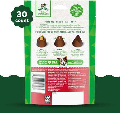 Pill Pockets for Dogs Capsule Size Natural Soft Dog Treats, Hickory Smoke Flavor, 7.9 Oz. Pack (30 Treats)