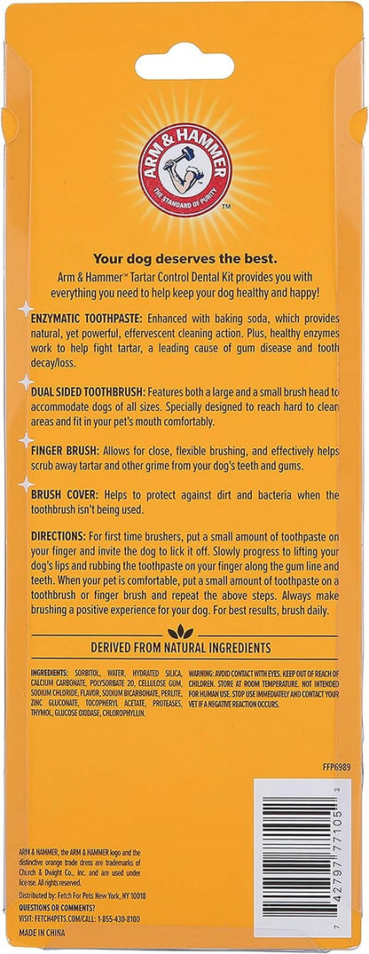 for Pets Tartar Control Kit for Dogs Contains Toothpaste, Toothbrush & Fingerbrush Reduces Plaque & Tartar Buildup, 3-Piece Kit, Banana Mint Flavor (Pack of 1)