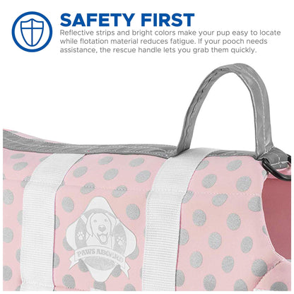 Dog Life Jacket - Keep Your Canine Safe with a Neoprene Life Vest - Designer Life Jackets - Perfect for Swimming and Boating - Pink/Silver Xx-Small