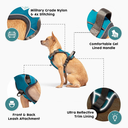 Embark Adventure Dog Harness, Reflective Trim XL Dog Harness for Extra Large Dogs No Pull - Military Grade Nylon, 2 Leash Clips & Gel Lined Handle. Soft & Padded Puppy