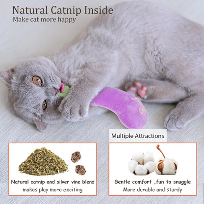 Catnip Cat Toys, 5 Pack, Plush Catnip Toys for Indoor Cats Kitty, Interactive Cat Nip Kitten Kicker Chew Safe Teeth Cleaning Toys, Fun Carrot Vegetable Shape