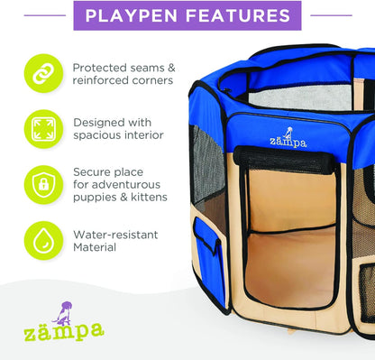 Dog Playpen Medium 45"X45"X24" Pop up Portable Playpen for Dogs and Cat, Foldable | Indoor/Outdoor Pen & Travel Pet Carrier + Carrying Case.