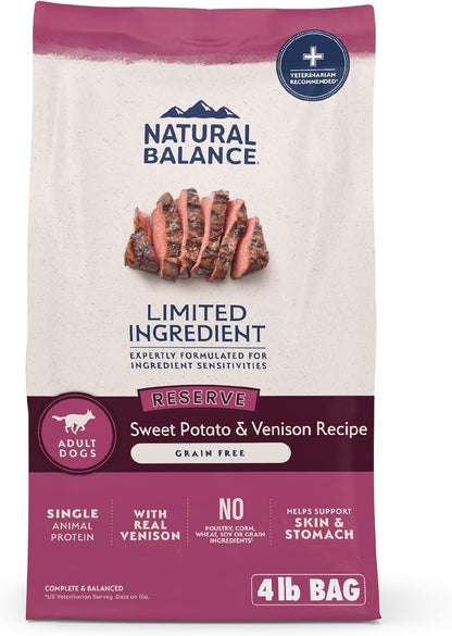 Limited Ingredient Adult Grain-Free Dry Dog Food, Reserve Sweet Potato & Venison Recipe, 4 Pound (Pack of 1)