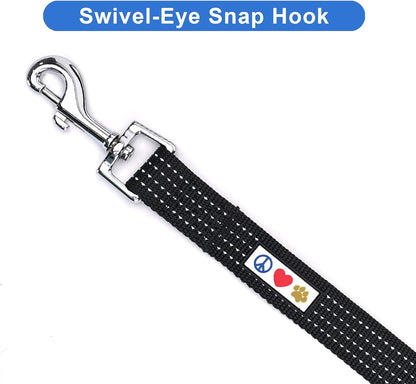 Pet / Puppy 6 - Feet Reflective Dog Leash Extra Small / Small 5/8 Inch Black Matching Collar and Harness Sold Separately.