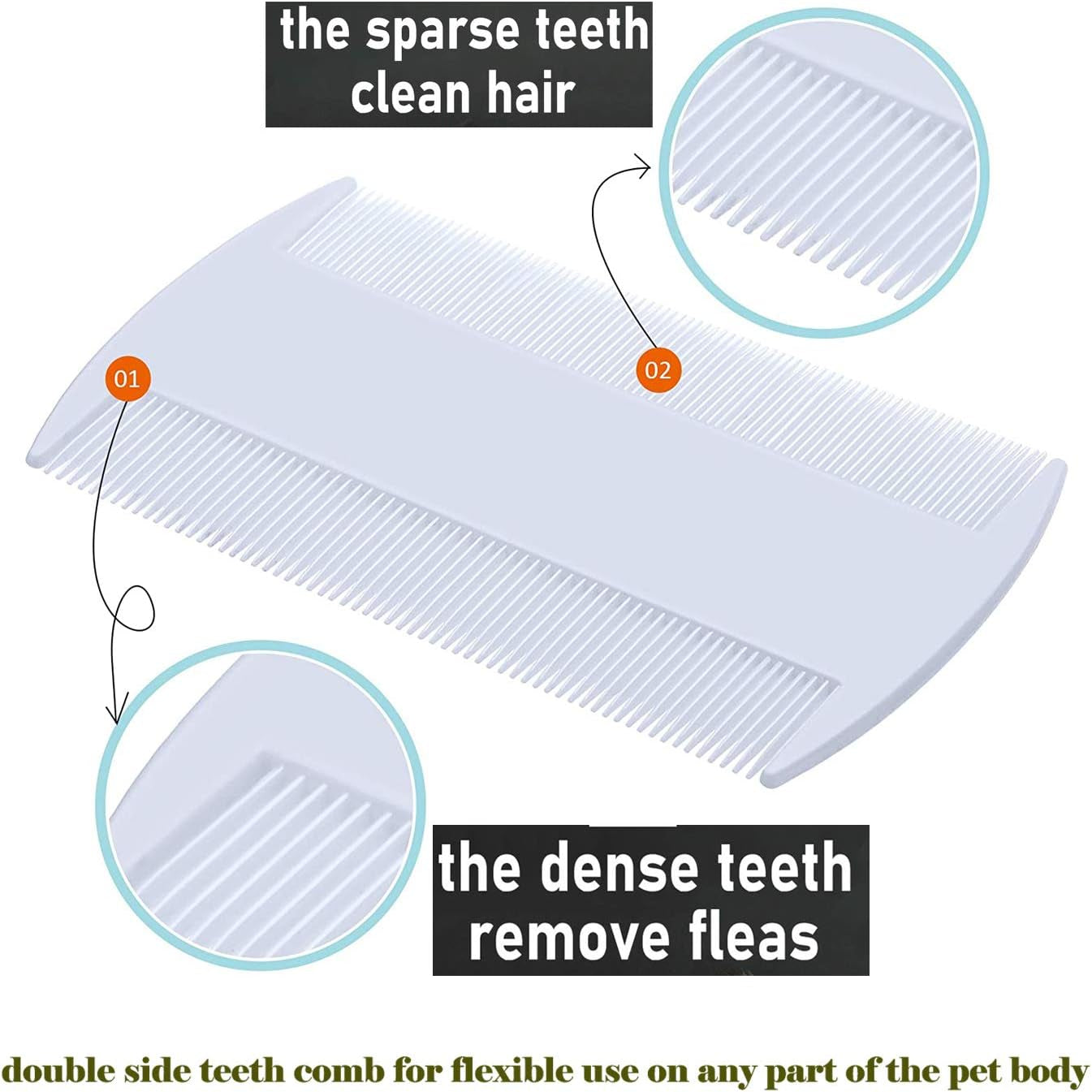 Flea Comb for Dogs, Cat Flea Comb, Lice Combs,Tick Comb, Pet Combs with Durable Teeth for Removing Tear Stains, Fleas, Dandruff,Pet Grooming Comb Set