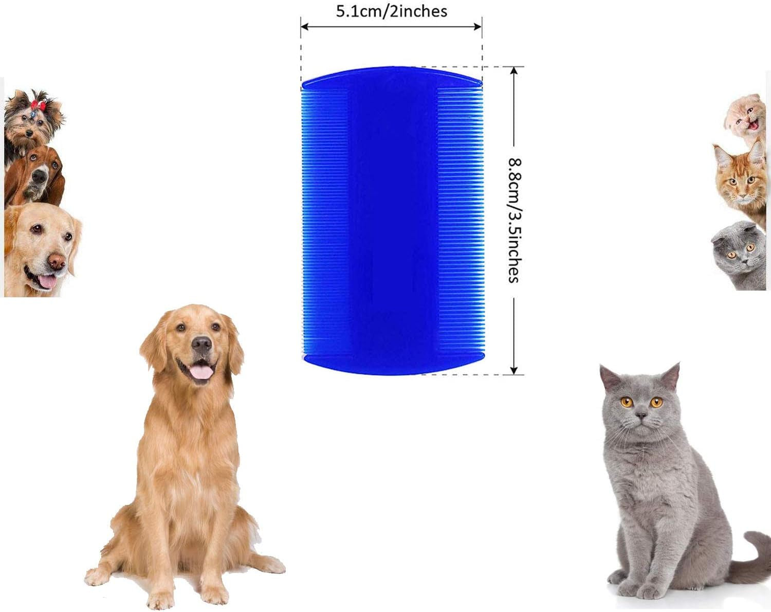 Flea Comb for Dogs, Cat Flea Comb, Lice Combs,Tick Comb, Pet Combs with Durable Teeth for Removing Tear Stains, Fleas, Dandruff,Pet Grooming Comb Set