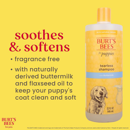 Tearless Puppy Shampoo with Buttermilk, 95% Natural Origin Formulas, Shampoo for Puppies - Gentle Dog and Puppy Shampoo Tear Free, Best Puppy Shampoo Tearless, 32 Oz