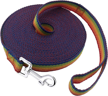 15Ft 20Ft 30Ft 40Ft 50Ft Long Dog/Puppy Lead Obedience Recall Training Dog Leashes for Small Medium Dogs Camping, Training, Play, or Backyard (20 FT, Rainbow)