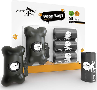 Dog Waste Bag Dispenser with Leash Strap, Eco-Friendly Walking Bags, Biodegradable Poop Holder for Pet Waste Management, 60 Bags Included