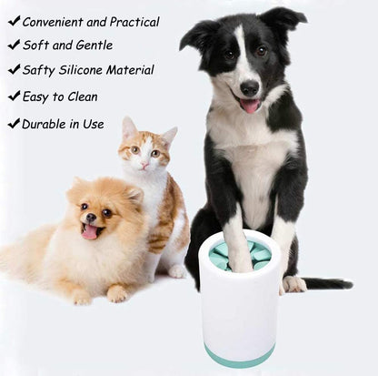 Portable Foot Washer Cup for Small, Medium Dogs and Cats - Muddy Paw Cleaner, Green L